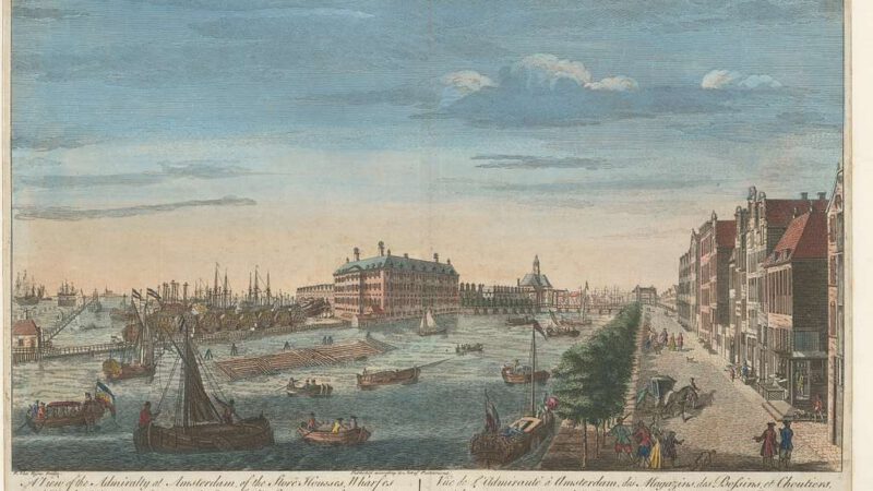 A view of the Admiralty at Amsterdam, of the store houses, wharfes and docks belonging to it and to the East India Company