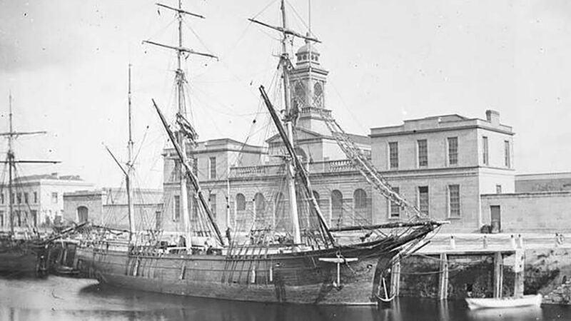 Cork Old City Hall showing ship in foreground