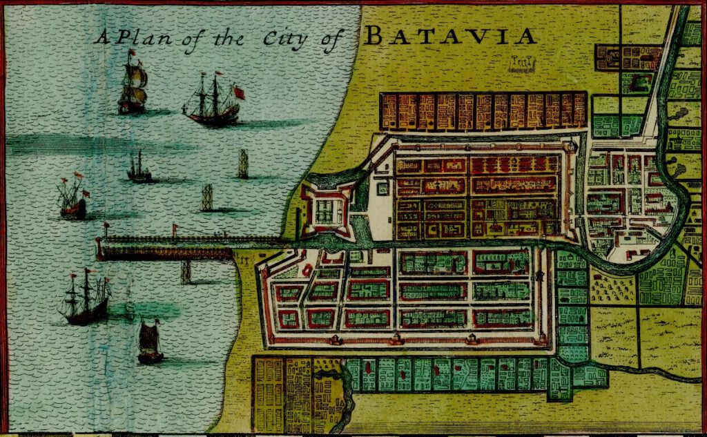 1717 plan of Batavia by Herman Moll, public domain